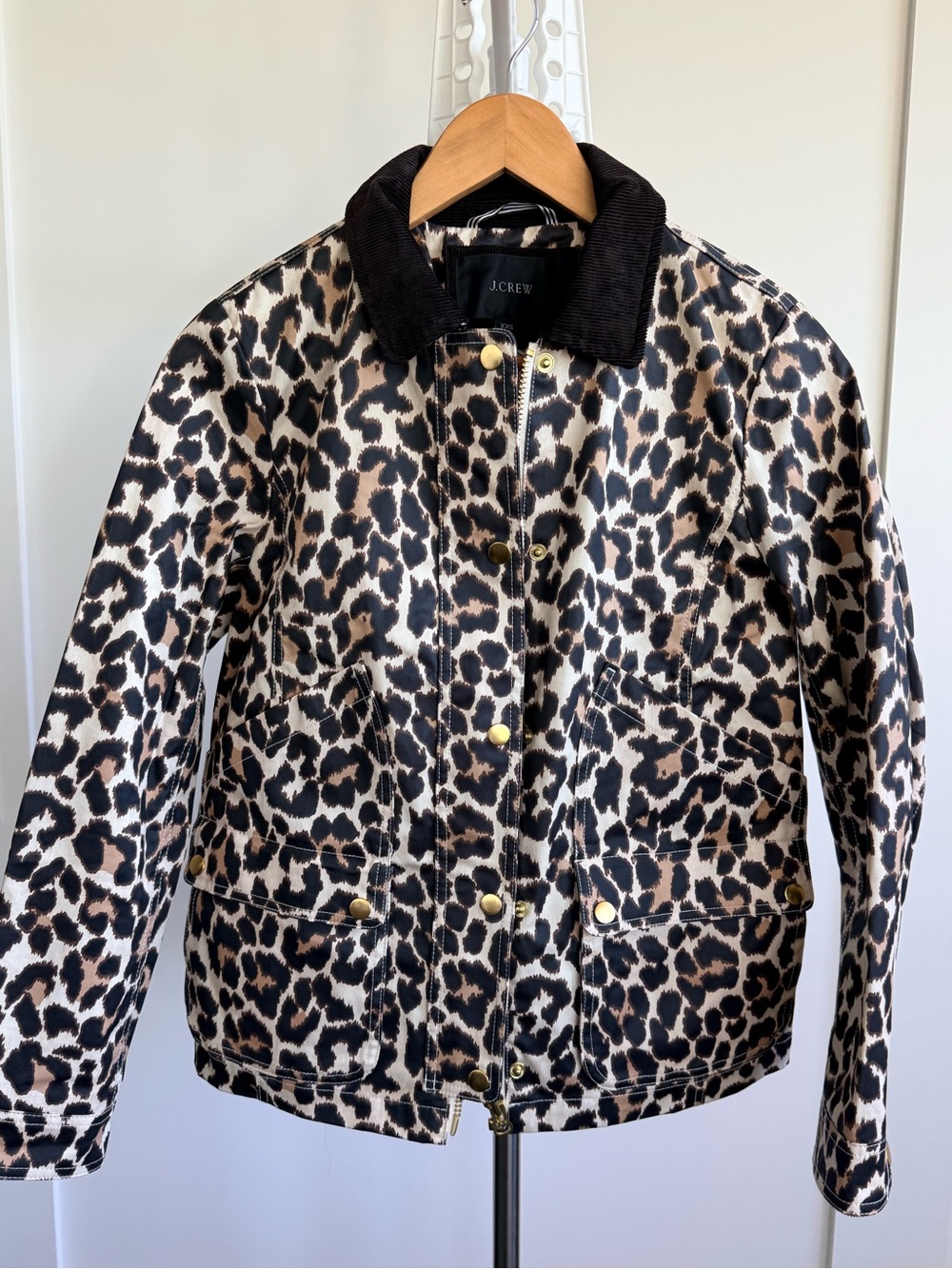 J.Crew Short Barn Jacket Leopard Cotton Canvas XXS
